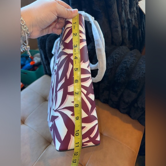 Kate Spade Maroon and Cream Leaf Pattern Tote - Picture 11 of 11